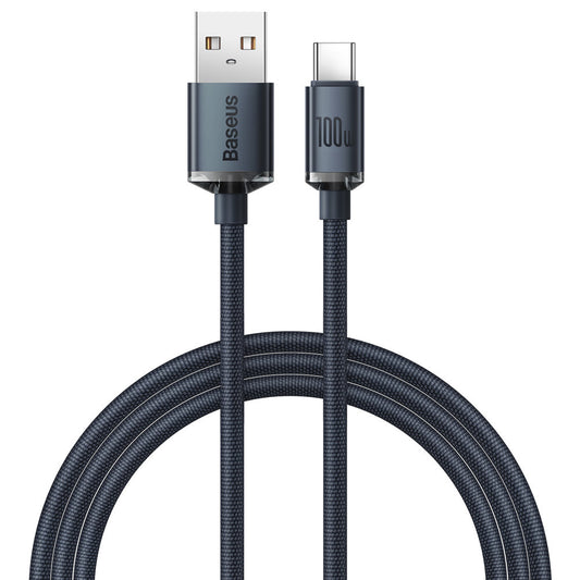 Καλώδιο δεδομένων και φόρτισης USB-A σε USB-C Baseus Crystal Shine Series, 100W, 1,2m, μαύρο CAJY000401
