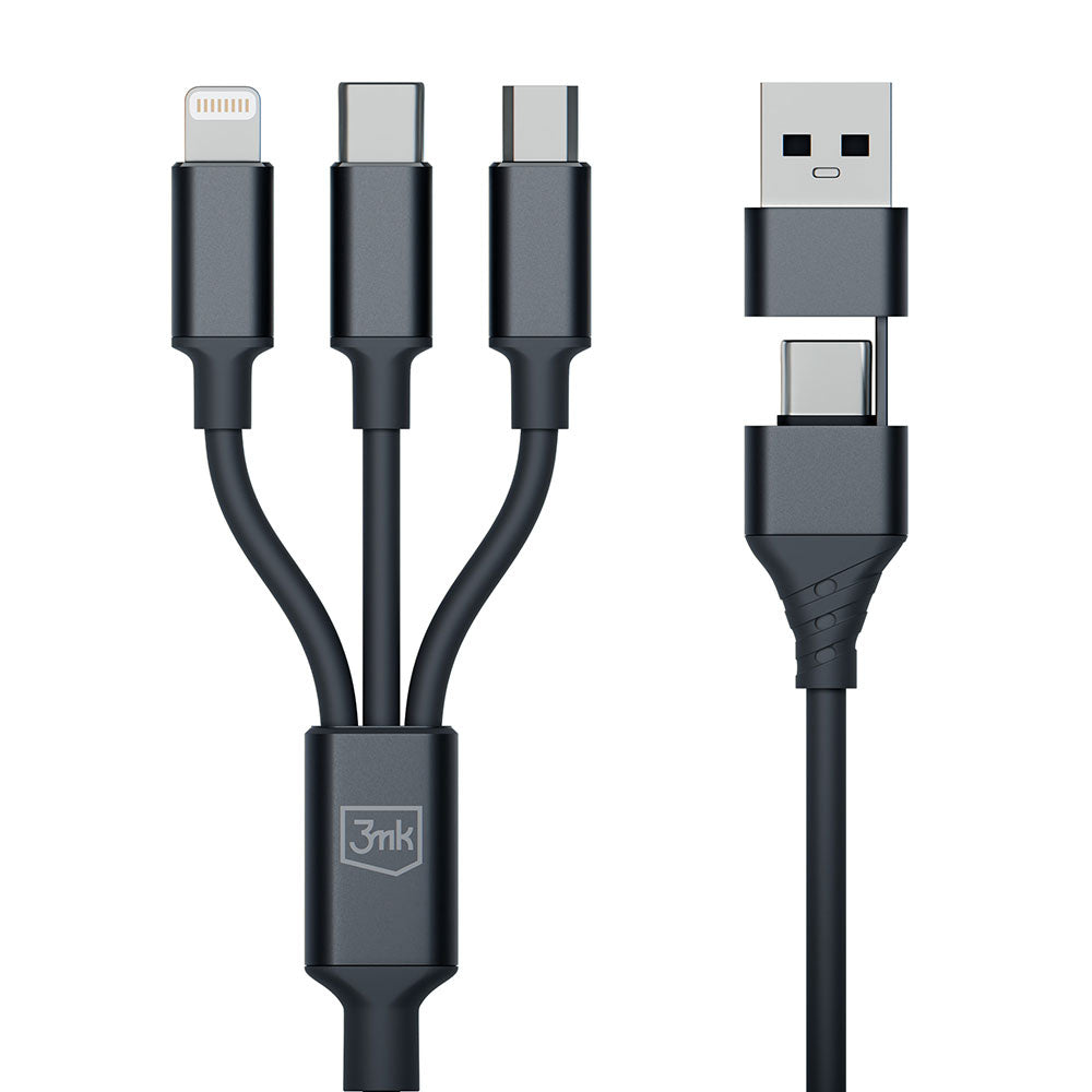 Καλώδιο Φόρτισης USB-A / USB-C - Lightning / microUSB / USB-C 3MK Hyper 3in1, 12W, 1.5m, Μαύρο