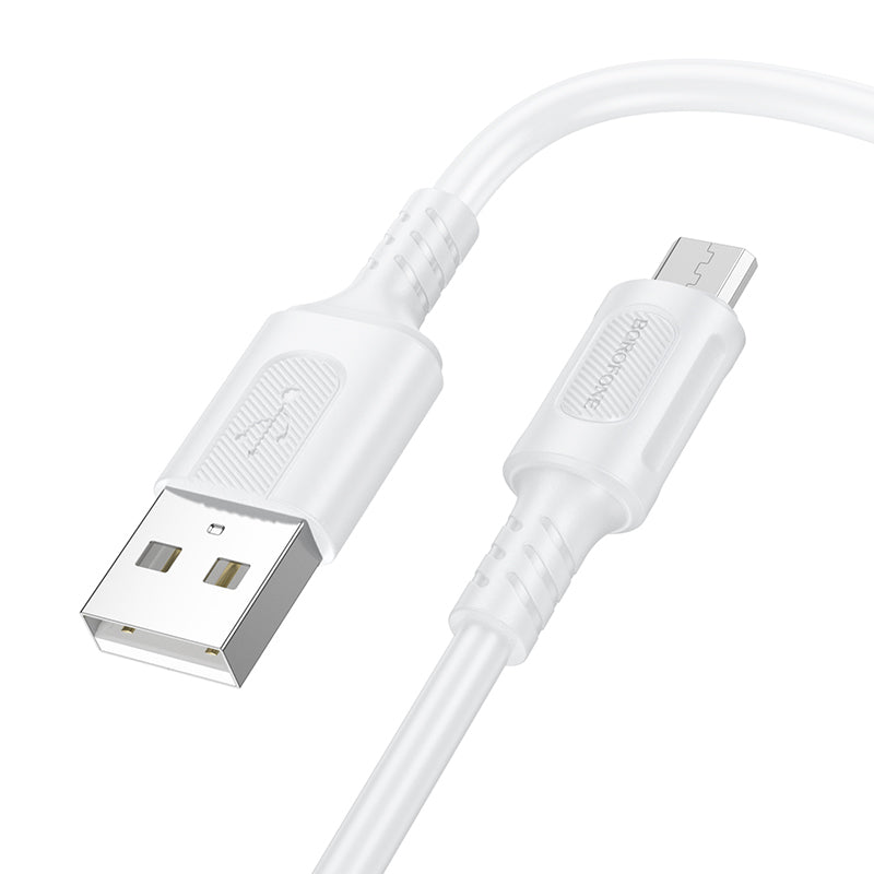 Καλώδιο δεδομένων και φόρτισης USB-A - microUSB Borofone BX111 Feliz, 18W, 1m, Λευκό