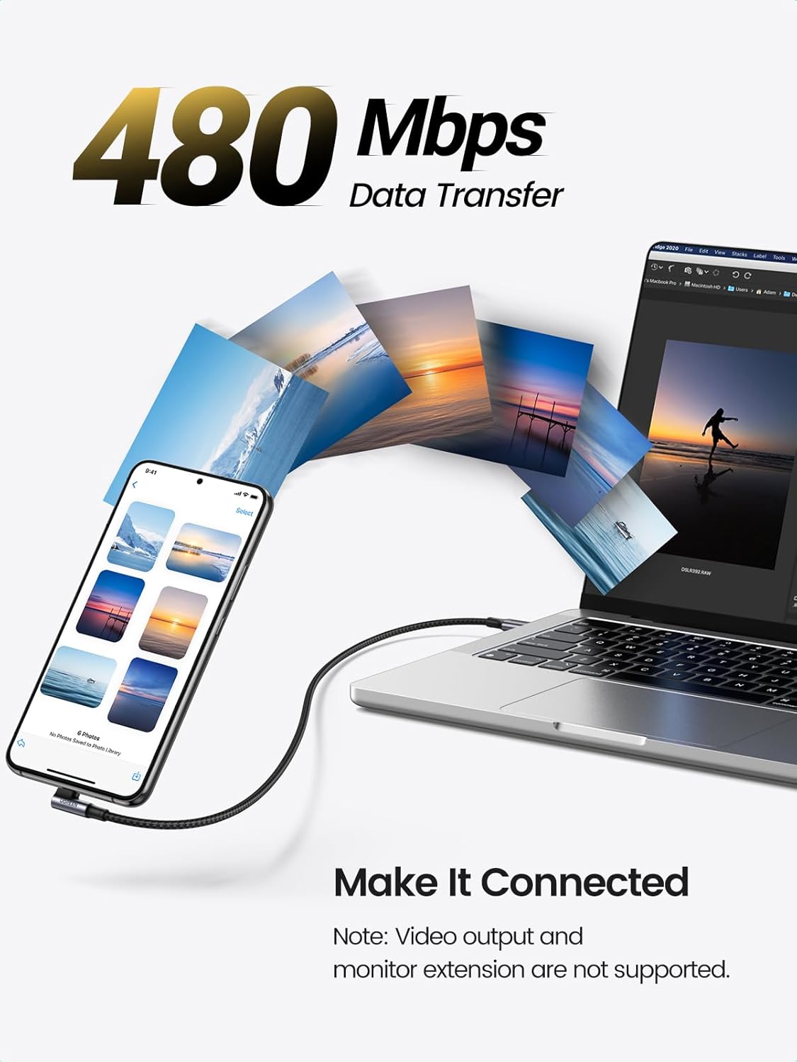 Καλώδιο Δεδομένων και Φόρτισης USB-C - USB-C UGREEN US334 Γωνιακό, 100W, 1μ, Μαύρο