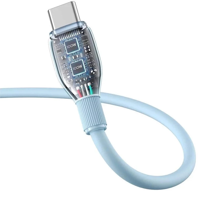 Καλώδιο Δεδομένων και Φόρτισης USB-A - USB-C Baseus Pudding, 100W, 1.2m, Μπλε P10355703311-00