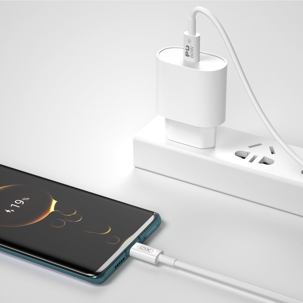 USB-C Data and Charging Cable - USB-C XO Design NB-Q190A, 60W, 1m, White