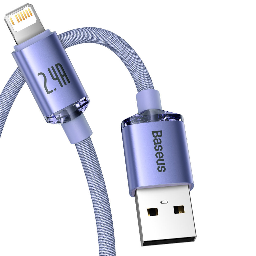Καλώδιο Δεδομένων και Φόρτισης USB-A - Lightning Baseus Crystal Shine Series, 18W, 2m, Μωβ CAJY000105