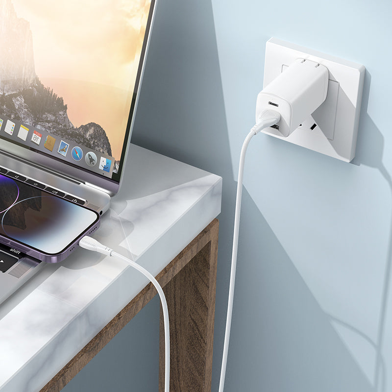 Καλώδιο Δεδομένων και Φόρτισης USB-A - Lightning Borofone BX121 Energy, 18W, 1m, Λευκό