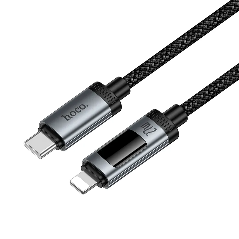 Καλώδιο Δεδομένων και Φόρτισης USB-C - Lightning HOCO Display U148, 27W, 1.2m, Μαύρο