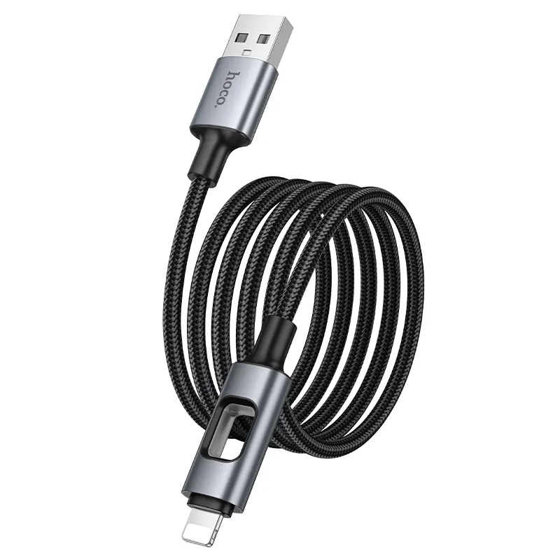 Καλώδιο Δεδομένων και Φόρτισης USB-A - Lightning HOCO U144 Led, 18W, 1.2m, Μαύρο