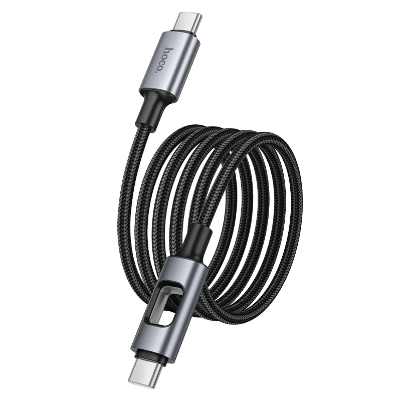 Καλώδιο Δεδομένων και Φόρτισης USB-C - USB-C HOCO U144 Led, 60W, 1.2m, Μαύρο