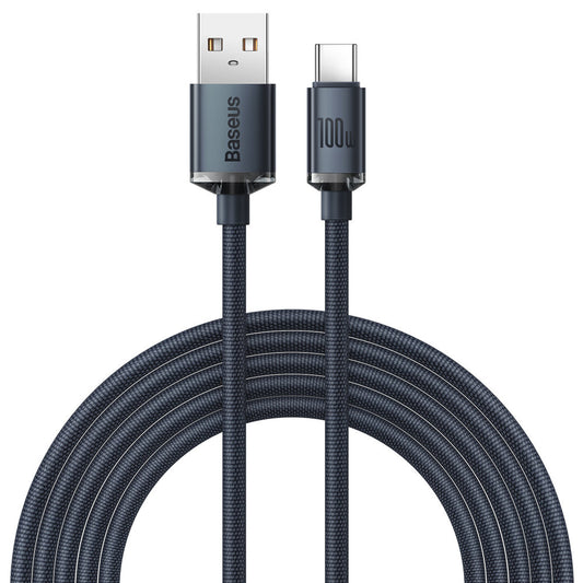 Καλώδιο δεδομένων και φόρτισης USB-A σε USB-C Baseus Crystal Shine Series, 100W, 2m, μαύρο CAJY000501 CAJY000501