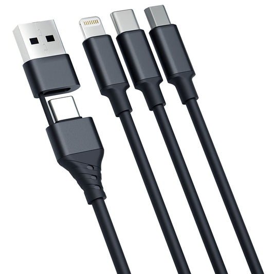 Καλώδιο Φόρτισης USB-A / USB-C - Lightning / microUSB / USB-C 3MK Hyper 3in1, 12W, 1.5m, Μαύρο