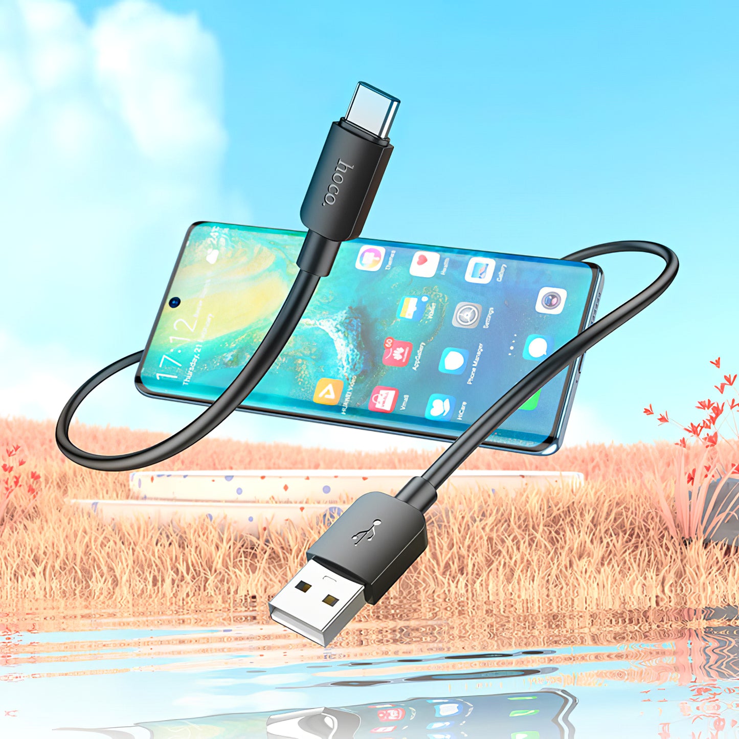 Καλώδιο Δεδομένων και Φόρτισης USB-A - USB-C HOCO X96, 27W, 0.25m, Μαύρο