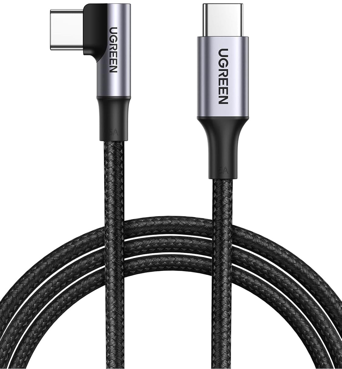 Καλώδιο Δεδομένων και Φόρτισης USB-C - USB-C UGREEN US334 Γωνιακό, 100W, 1μ, Μαύρο