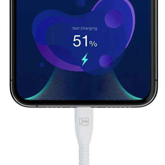 Καλώδιο Δεδομένων και Φόρτισης USB-A - Lightning 3MK Hyper, 12W, 1.2m, Λευκό