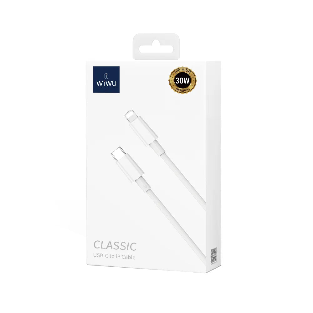 Καλώδιο Δεδομένων και Φόρτισης USB-C - Lightning WiWu Wi-C008, 30W, 1.2m, Λευκό