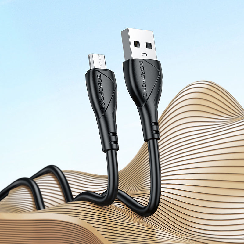 Καλώδιο Δεδομένων και Φόρτισης USB-A - microUSB Borofone BX121 Energy, 18W, 1m, Μαύρο