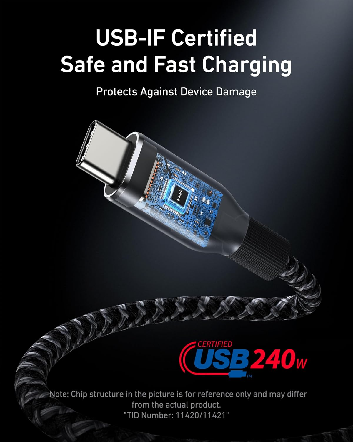Καλώδιο δεδομένων και φόρτισης USB-C - USB-C Anker Prime, 240W, 0,9 m, Μαύρο A88E2011
