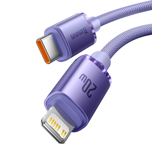 Καλώδιο Δεδομένων και Φόρτισης USB-C - Lightning Baseus Crystal Shine Series, 20W, 2m, Μωβ CAJY000305