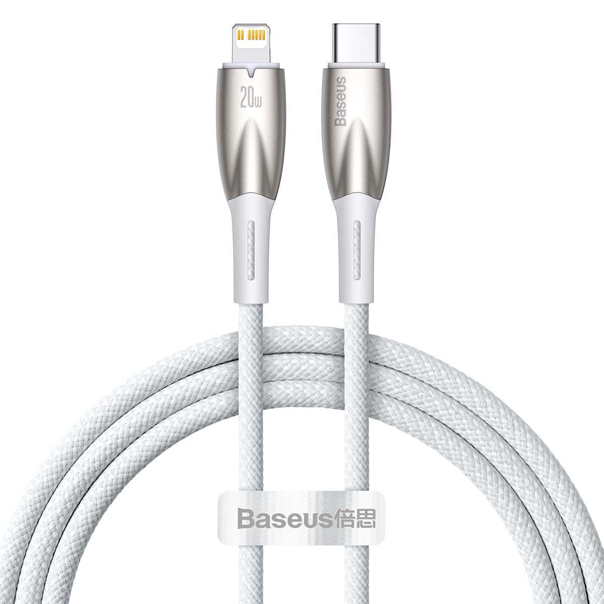Baseus Glimmer Series Καλώδιο δεδομένων και φόρτισης USB-C - Lightning, 20W, 1m, λευκό CADH000002