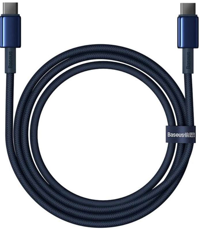 Καλώδιο Δεδομένων και Φόρτισης USB-C - USB-C Baseus Tungsten Gold, 100W, 1m, Μπλε Ναυτικό P10319800321-03