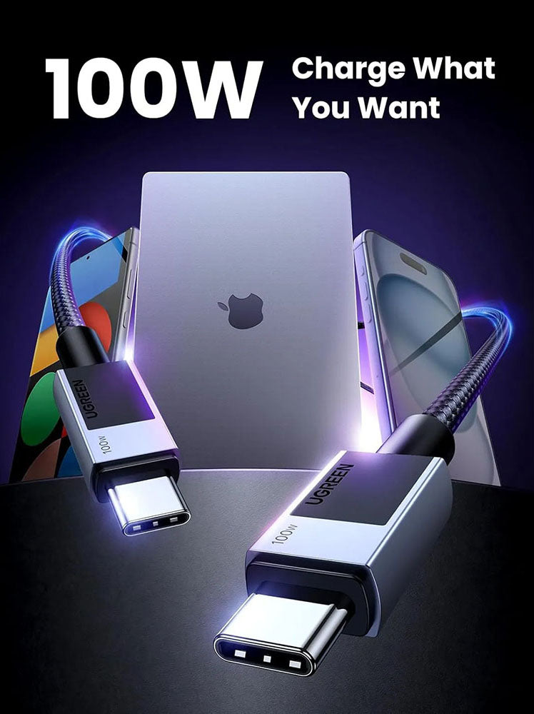Καλώδιο Δεδομένων και Φόρτισης USB-C - USB-C UGREEN L512, 100W, 0.5m, Γκρι
