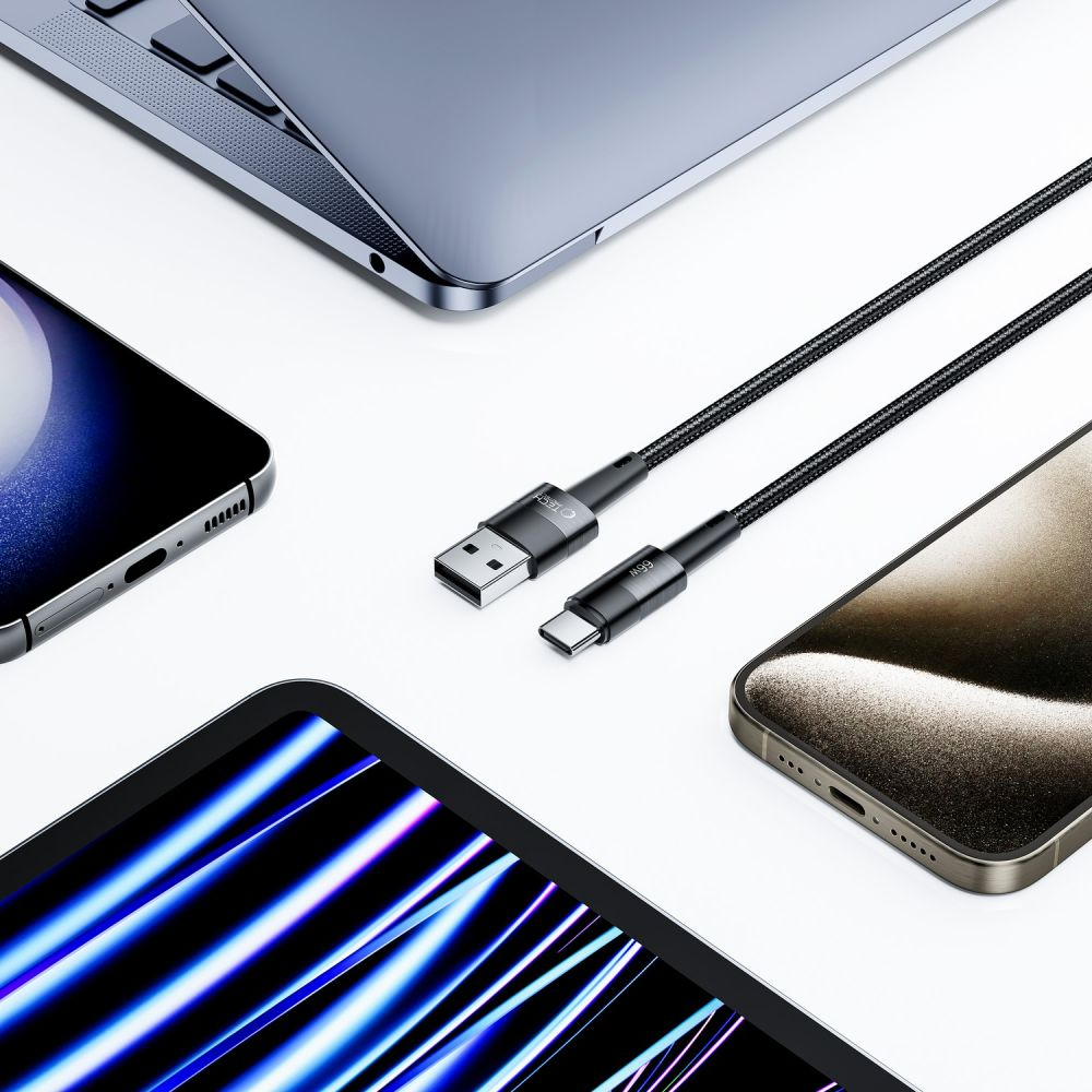 Καλώδιο Δεδομένων και Φόρτισης USB-A - USB-C Tech-Protect Ultraboost, 66W, 0.5m, Γκρι