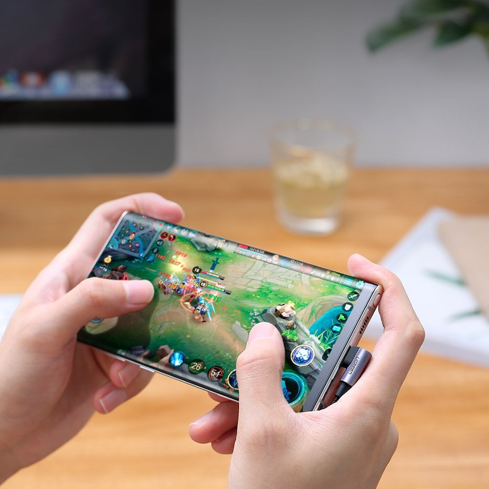 Καλώδιο δεδομένων και φόρτισης USB-C - USB-C UGREEN US323 USB-C γωνιακό, 60W, 1m, μαύρο