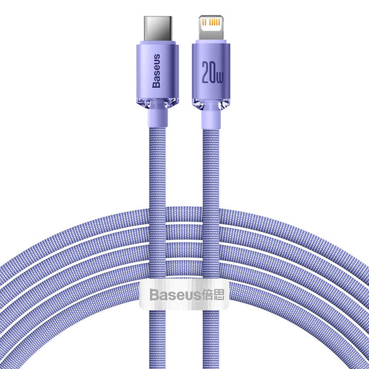Καλώδιο Δεδομένων και Φόρτισης USB-C - Lightning Baseus Crystal Shine Series, 20W, 2m, Μωβ CAJY000305