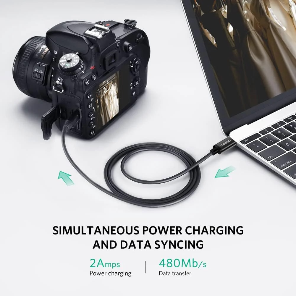 Καλώδιο Δεδομένων και Φόρτισης USB-C - miniUSB UGREEN US242, 18W, 1m, Μαύρο