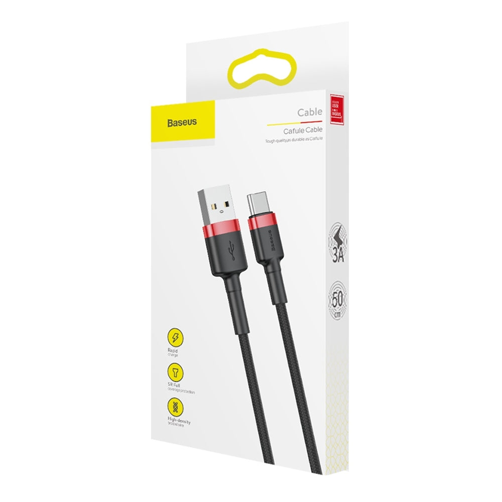 Καλώδιο δεδομένων και φόρτισης USB-A - USB-C Baseus Cafule, 60W, 0.5m, κόκκινο CATKLF-A91