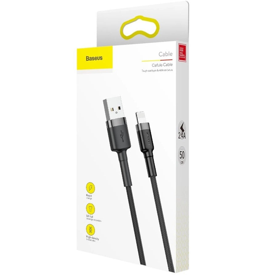 Καλώδιο δεδομένων και φόρτισης USB-A - Lightning Baseus Cafule, 18W, 0,5m, γκρι CALKLF-AG1