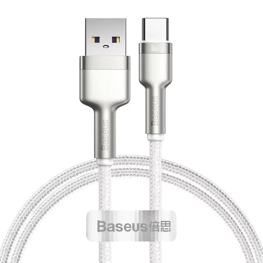 Καλώδιο Δεδομένων και Φόρτισης USB-A - USB-C Baseus Cafule Metal Series, 66W, 2m, Λευκό CAKF000202