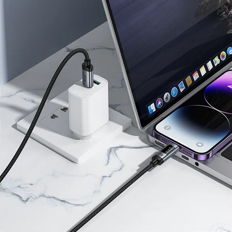 Καλώδιο Δεδομένων και Φόρτισης USB-C - Lightning HOCO Display U148, 27W, 1.2m, Μαύρο