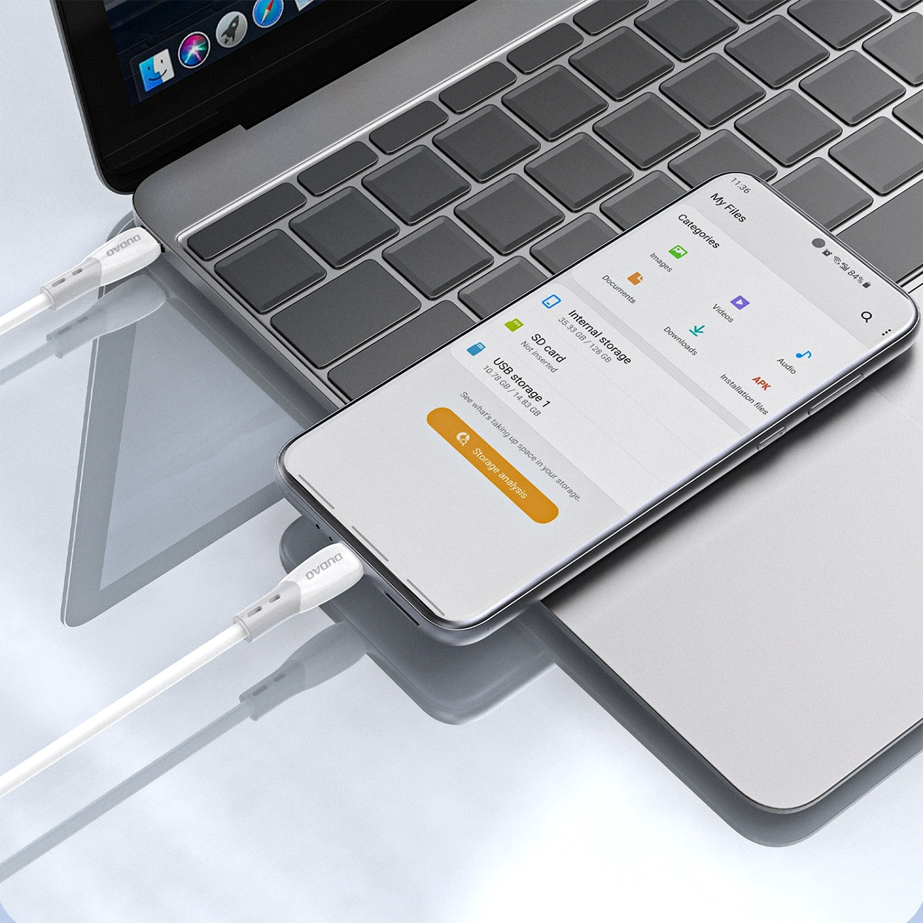 Καλώδιο Δεδομένων και Φόρτισης USB-C - USB-C Dudao L25SC, 60W, 2m, Λευκό