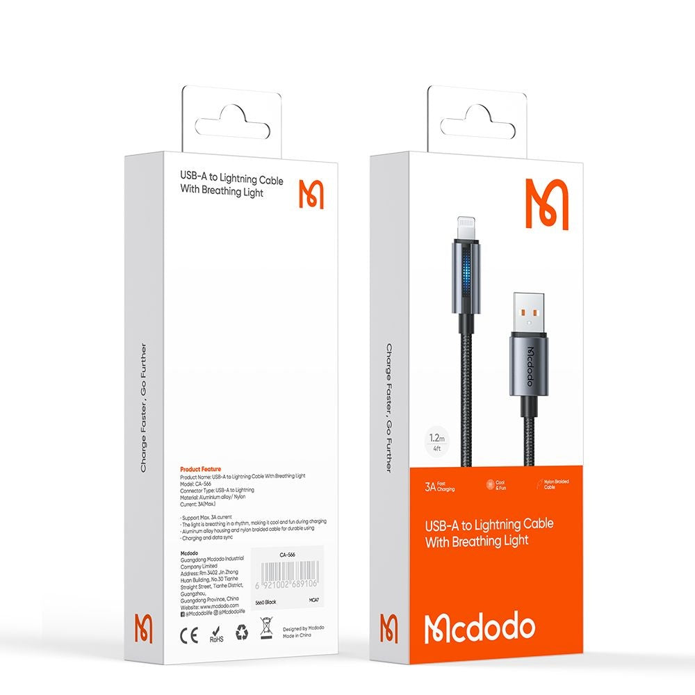 Καλώδιο Δεδομένων και Φόρτισης USB-A - Lightning McDodo CA-5660, 18W, 1.2m, Μαύρο