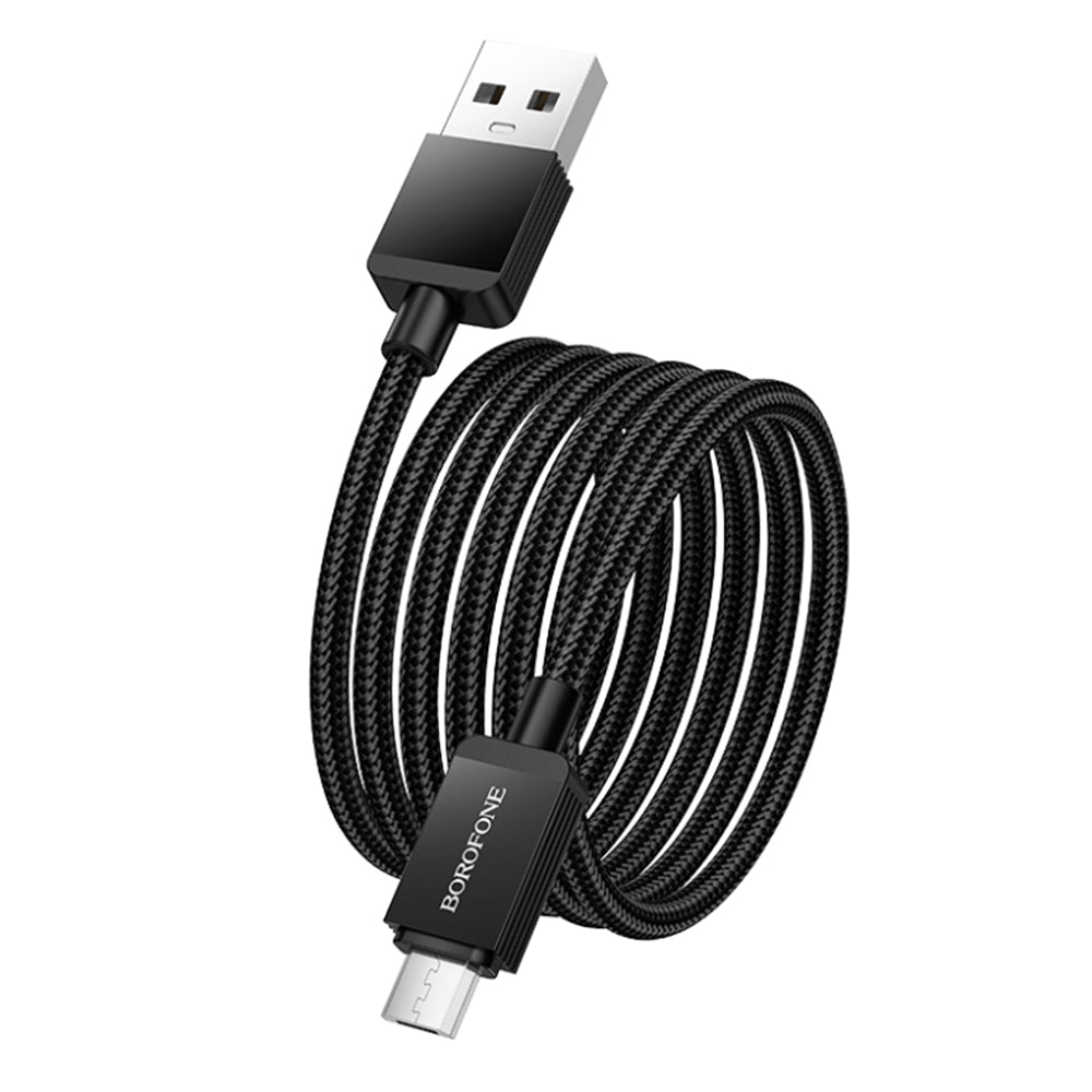 Καλώδιο Δεδομένων και Φόρτισης USB-A - microUSB Borofone BX120 Placer, 18W, 1m, Μαύρο