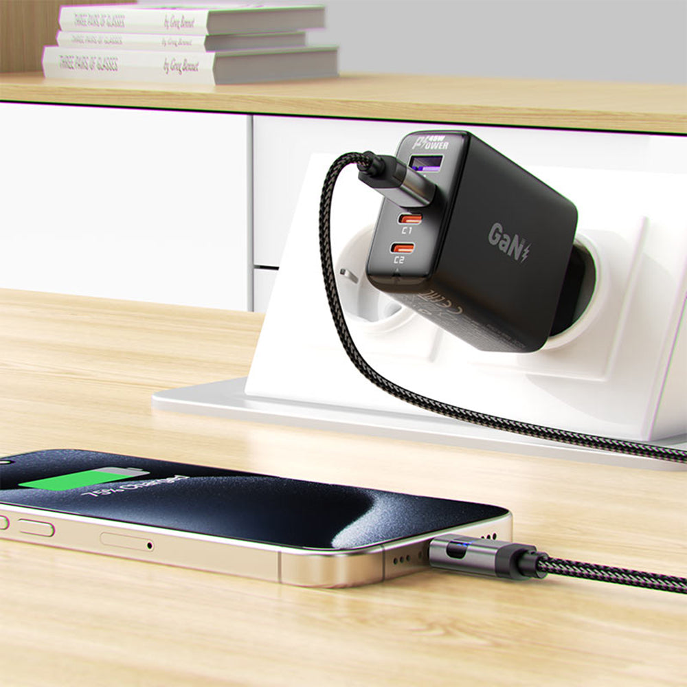 Καλώδιο Δεδομένων και Φόρτισης USB-A - USB-C Acefast C15-04 Display, 66W, 1.2m, Μαύρο