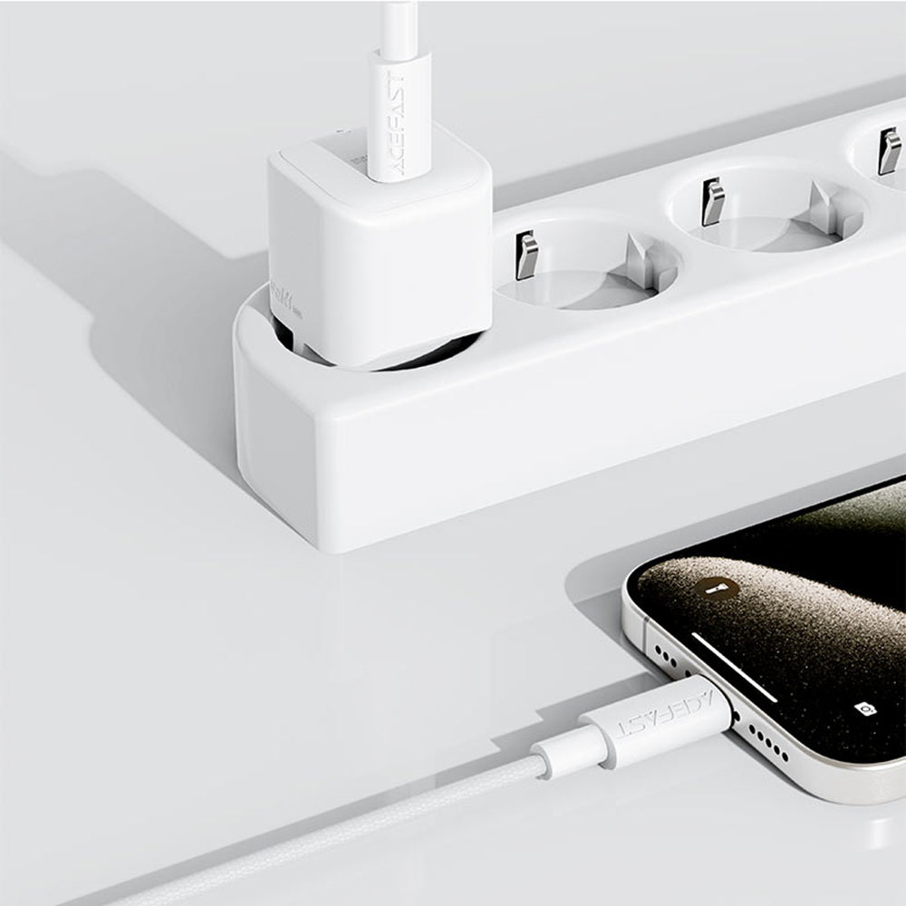 USB-A to USB-C Data and Charging Cable Acefast C18-04, 18W, 1.2m, White