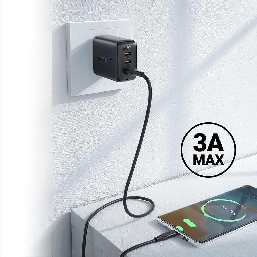 Καλώδιο Δεδομένων και Φόρτισης USB-A - USB-C Acefast C3-03, 60W, 1.2m, Λευκό