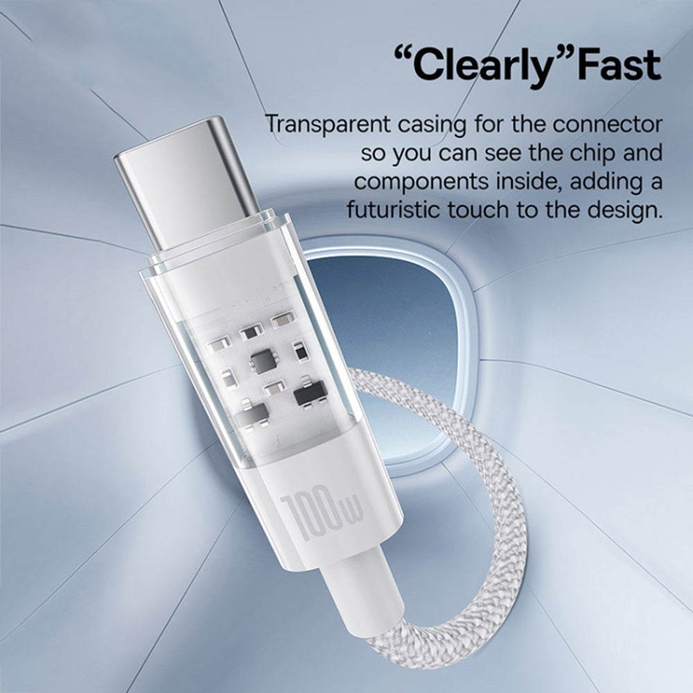 Καλώδιο Δεδομένων και Φόρτισης USB-A - USB-C Baseus Gem, 100W, 2m, Λευκό P10373002211-01