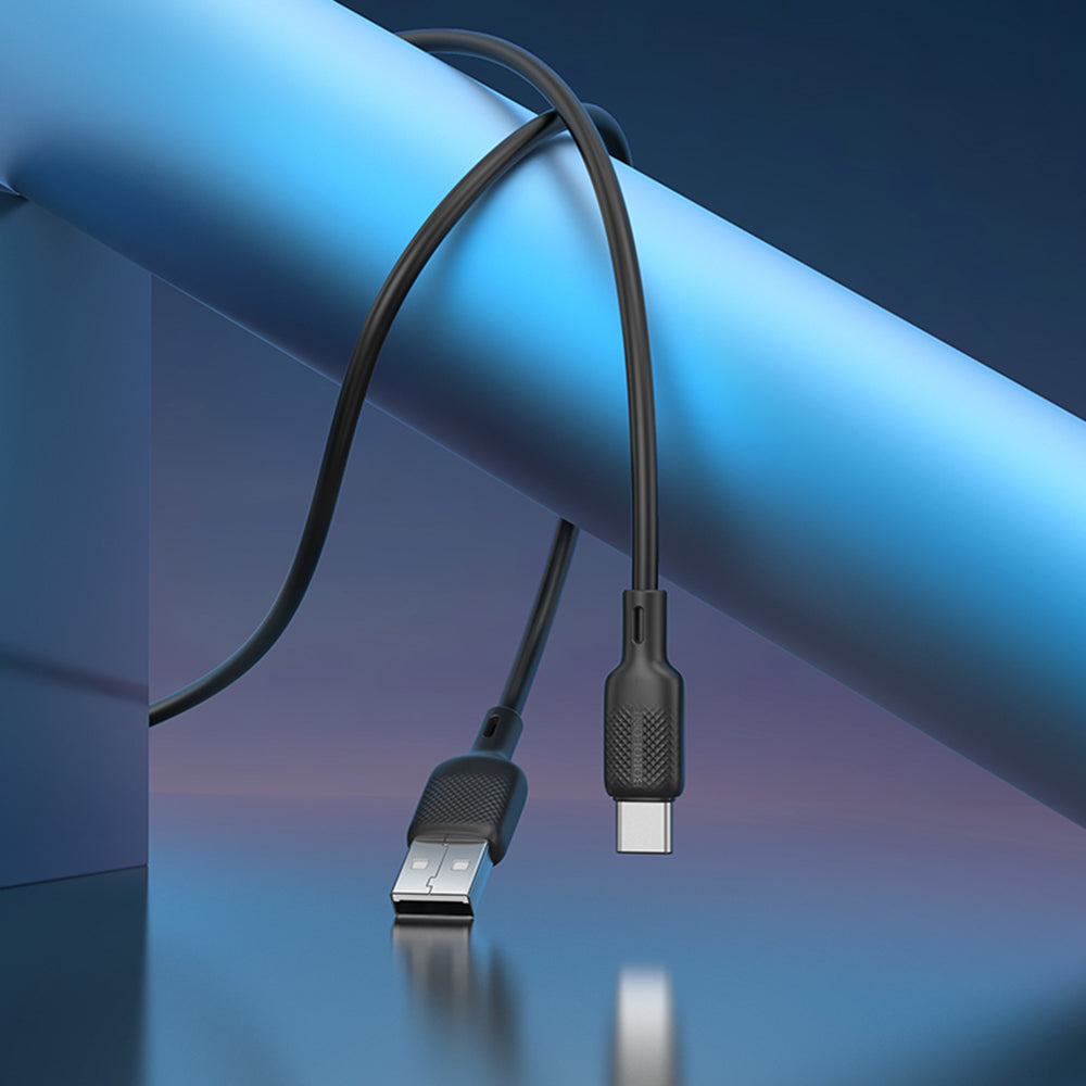 Καλώδιο Δεδομένων και Φόρτισης USB-A - USB-C Borofone BX113 Lenny, 18W, 2m, Μαύρο