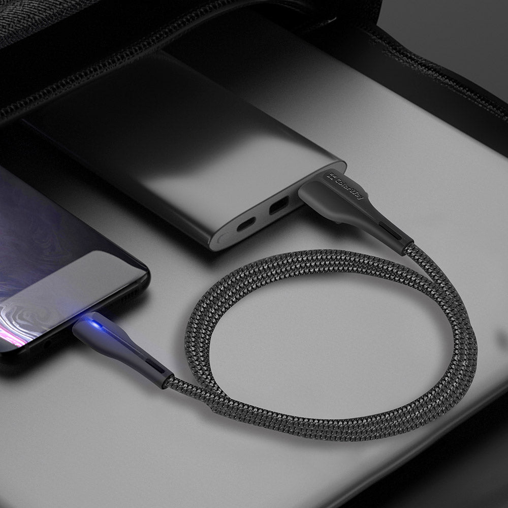 USB-A to USB-C Data and Charging Cable ColorWay CW-CBUC034, 18W, 1m, Black