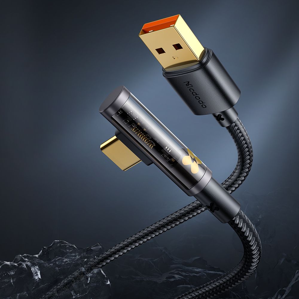 Καλώδιο Δεδομένων και Φόρτισης USB-A - USB-C McDodo CA-3380 Angled, 100W, 1.2m, Μαύρο