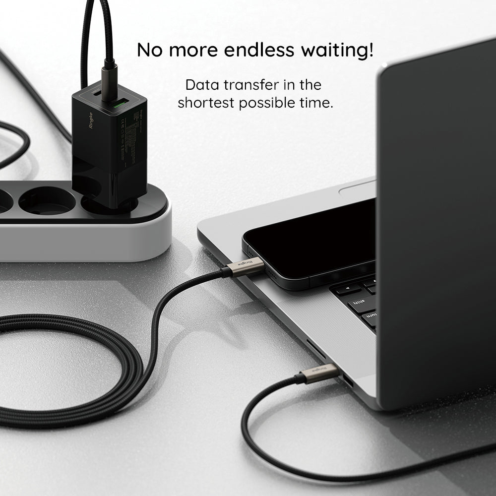 Καλώδιο Δεδομένων και Φόρτισης USB-A - USB-C Ringke, 60W, 2m, Μαύρο
