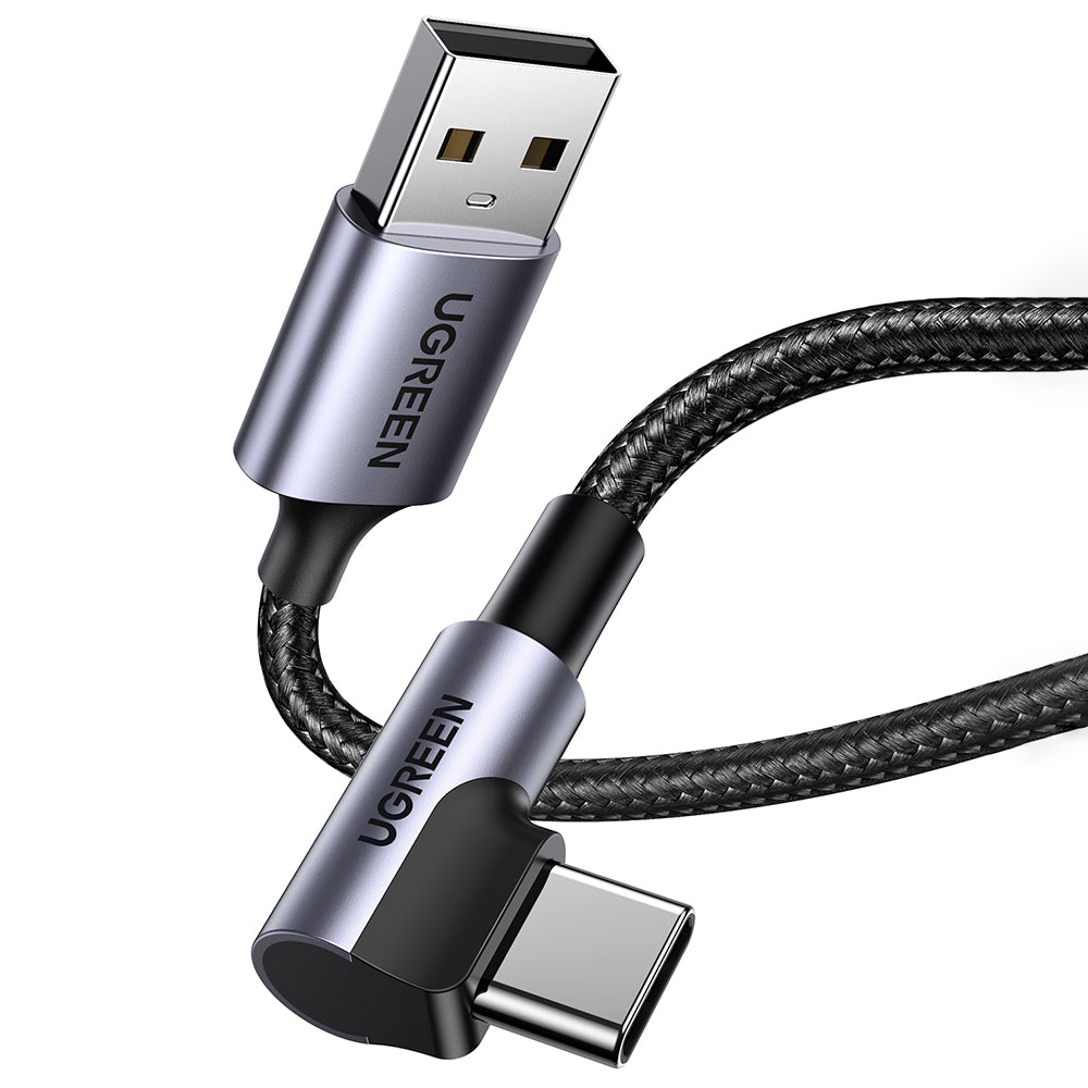 Καλώδιο Δεδομένων και Φόρτισης USB-A - USB-C UGREEN US284 Angled, 18W, 0.5m, Γκρι