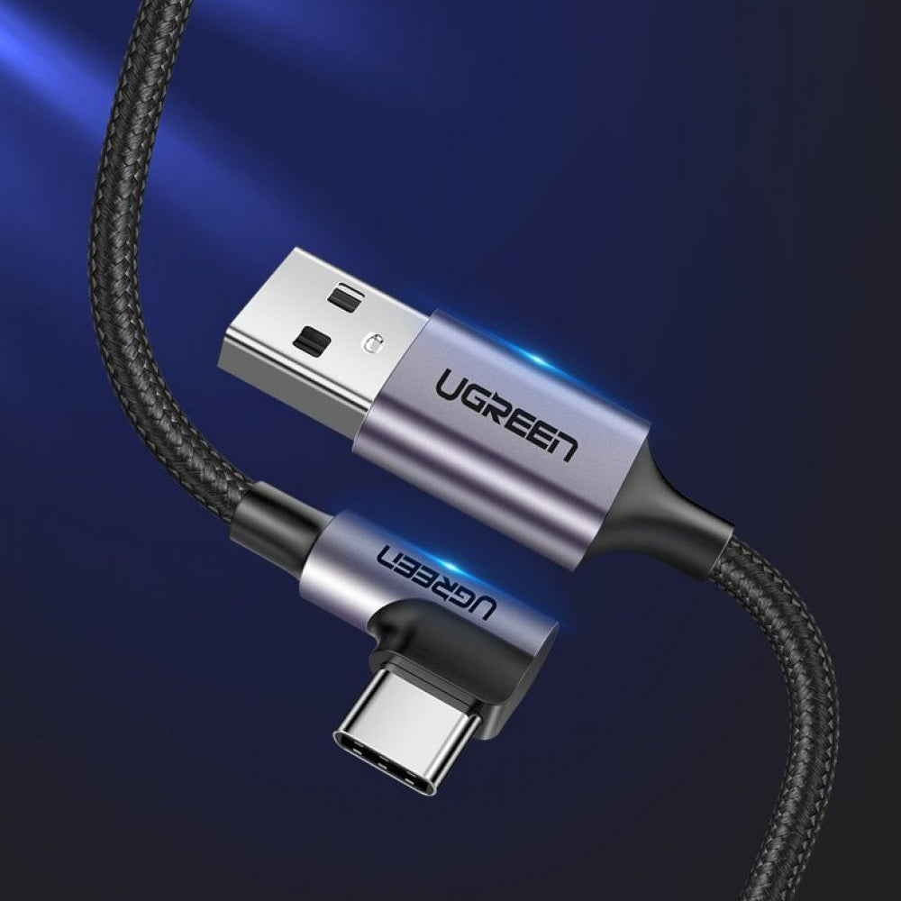 Καλώδιο Δεδομένων και Φόρτισης USB-A - USB-C UGREEN US284 Angled, 18W, 0.5m, Γκρι