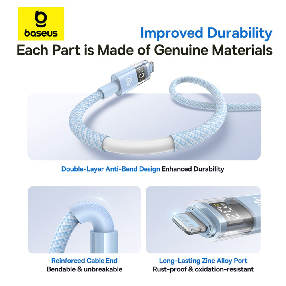 Καλώδιο Δεδομένων και Φόρτισης USB-C - Lightning Baseus Display 2, 20W, 2m, Μπλε P10382703311-01