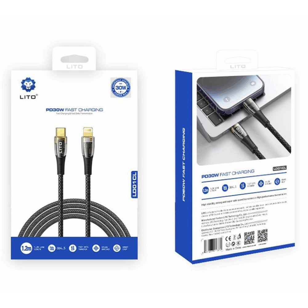 Καλώδιο Δεδομένων και Φόρτισης USB-C - Lightning Lito LD01, 27W, 1.2m, Μαύρο