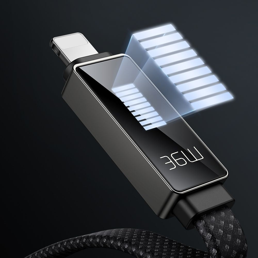 USB-C to Lightning McDodo CA-4960 Rythm Display Data and Charging Cable, 36W, 1.2m, Black