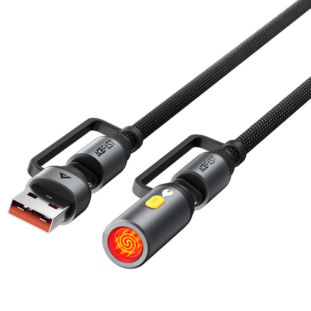 Καλώδιο Δεδομένων και Φόρτισης USB-C / USB-A - USB-C / Ηλεκτρικό Αναπτήρα Acefast J6, 60W, 1.2m, Μαύρο
