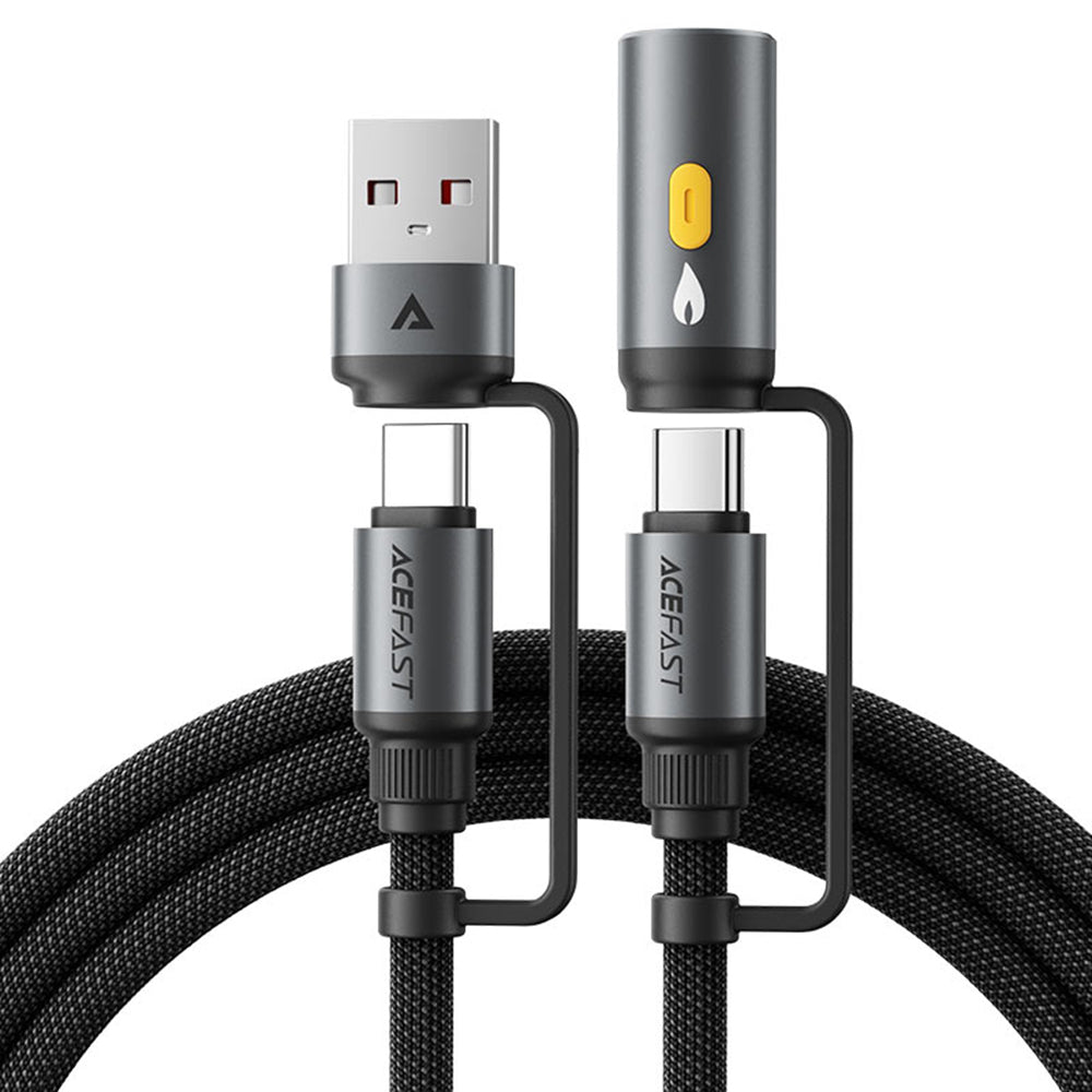 Καλώδιο Δεδομένων και Φόρτισης USB-C / USB-A - USB-C / Ηλεκτρικό Αναπτήρα Acefast J6, 60W, 1.2m, Μαύρο