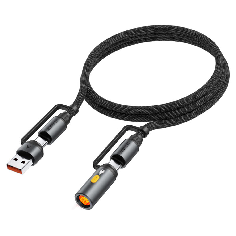Καλώδιο Δεδομένων και Φόρτισης USB-C / USB-A - USB-C / Ηλεκτρικό Αναπτήρα Acefast J6, 60W, 1.2m, Μαύρο